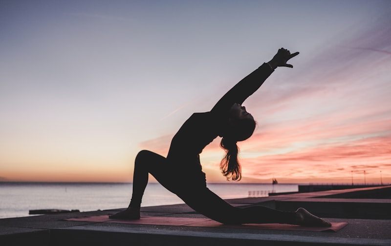 Daily yoga routine at sunrise